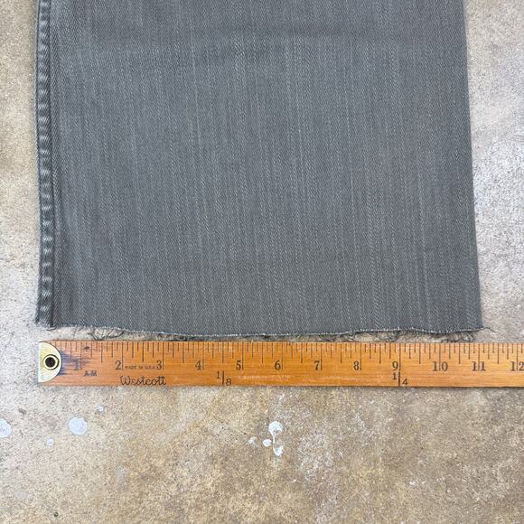 Women’s Wide Leg High Rise Pants Size Large Cropped Green Raw Hem - Picture 13 of 13